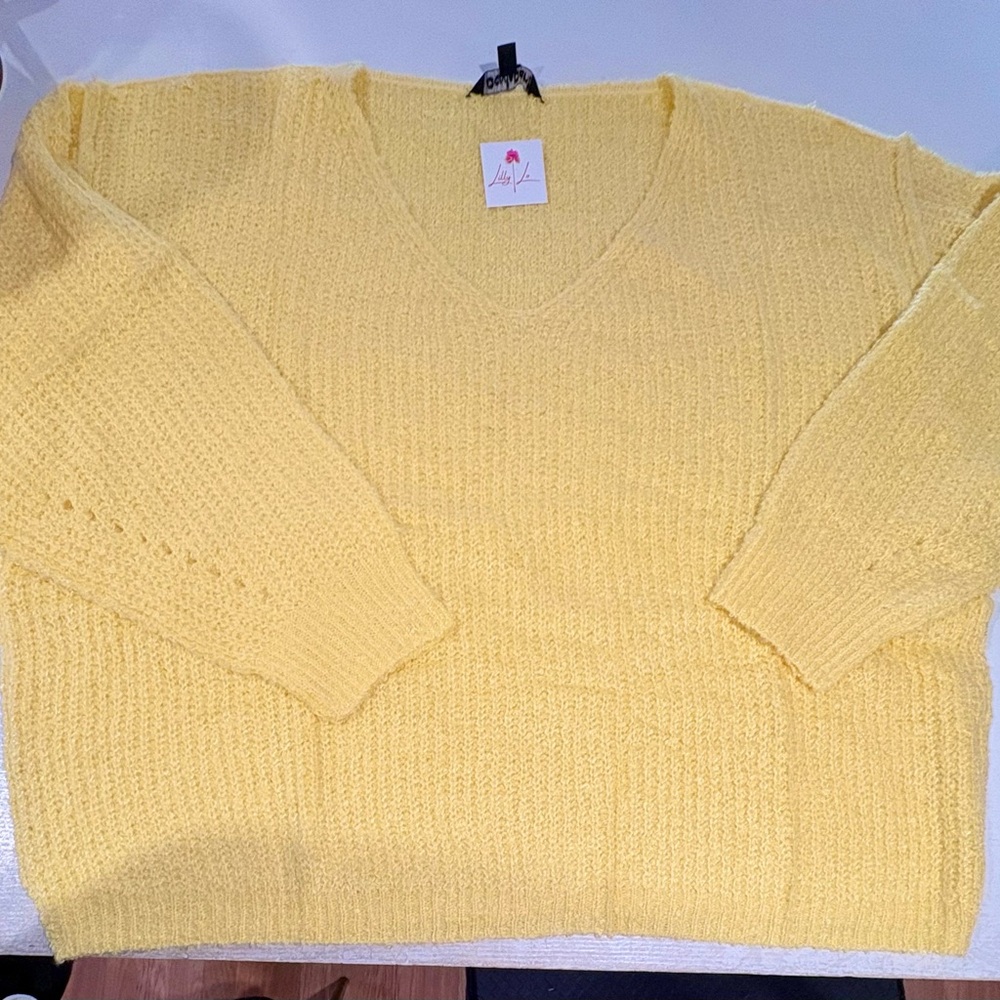 Lemon Drop V-Neck Sweater - Picture 2 of 3